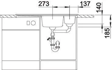 Мойка Blanco Axon II 6 S InFino (чаша слева) серый алюминий керамика с клапаном-автоматом