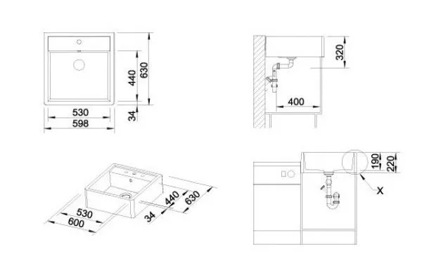 Мойка Blanco Panor 60 глянцевый белый с 2-мя отверстиями