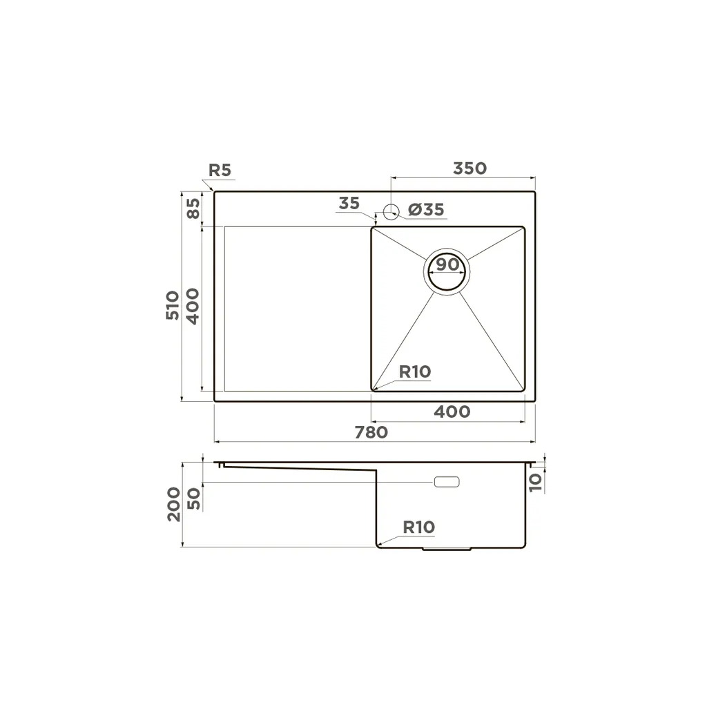 Мойка OMOIKIRI Akisame 78-IN-R нержавеющая сталь