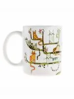 Керамическая кружка с рисунком Котики на дереве , объем 330мл.