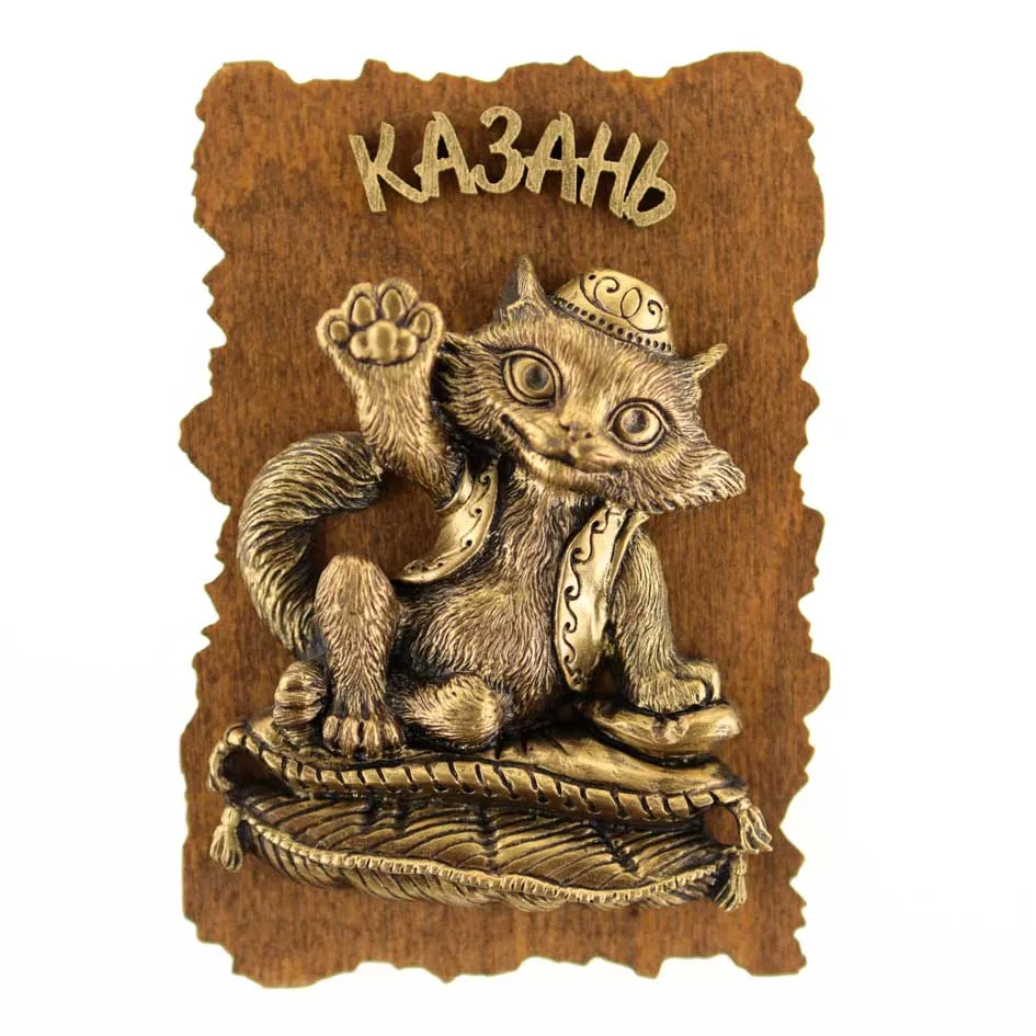 Магнит дерево Кот привет 12х8см