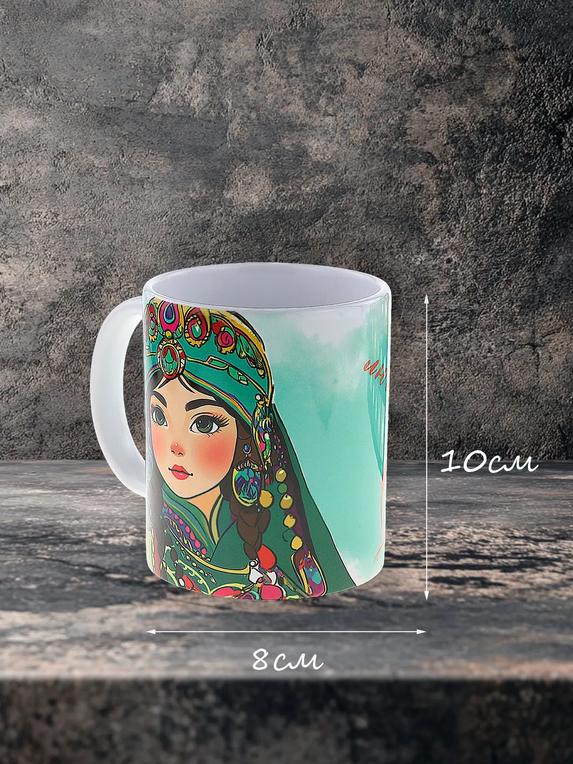 Кружка керамическая "Я татарка люблю с душой" с уникальным дизайном девушки-татарки, красивый подарок на новый год