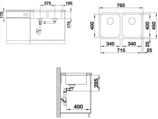 Мойка Blanco Supra 340/340-U нержавеющая сталь полированная