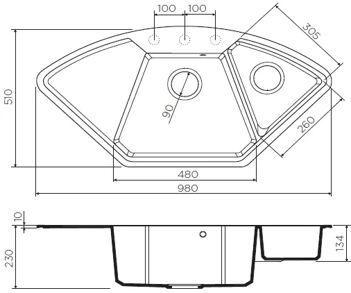 Мойка OMOIKIRI Yonaka 98-C-CA, карамель Мойка OMOIKIRI Yonaka 98-C-CA, карамель