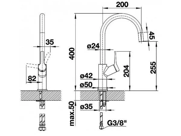 Смеситель для мойки Blanco Carena хром/темная скала