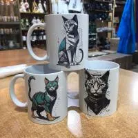 Керамическая кружка с рисунком "Кот задира", объем 330мл.